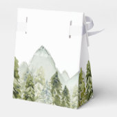 Rustige Waterverf bergen Pine Winter Wedding Bedankdoosjes (Achterkant)