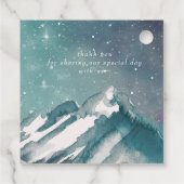 Rustige Waterverf bergen Pine Winter Wedding Bedankjes Labels (Achterkant)