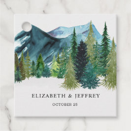 Rustige Waterverf bergen Pine Winter Wedding Bedankjes Labels