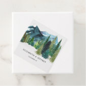 Rustige Waterverf bergen Pine Winter Wedding Bedankjes Labels (In situ)