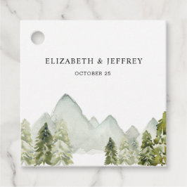 Rustige Waterverf bergen Pine Winter Wedding Bedankjes Labels