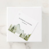 Rustige Waterverf bergen Pine Winter Wedding Bedankjes Labels (In situ)