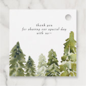 Rustige Waterverf bergen Pine Winter Wedding Bedankjes Labels (Achterkant)