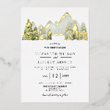 Rustige Waterverf bergen Pine Winter Wedding