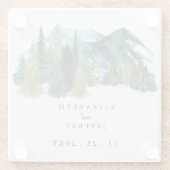 Rustige Waterverf bergen Pine Winter Wedding Glazen Onderzetter (Achterkant)