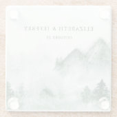 Rustige Waterverf bergen Pine Winter Wedding Glazen Onderzetter (Achterkant)