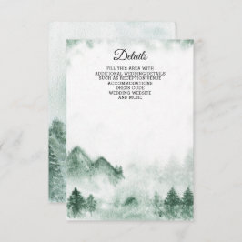 Rustige Waterverf bergen Pine Winter Wedding Informatiekaartje