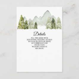 Rustige Waterverf bergen Pine Winter Wedding Informatiekaartje