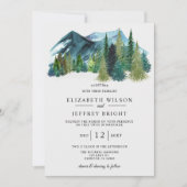 Rustige Waterverf bergen Pine Winter Wedding Kaart (Voorkant)