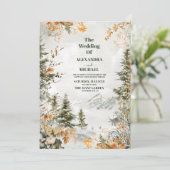 Rustige Waterverf bergen Pine Winter Wedding Kaart (Staand voorkant)