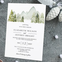 Rustige Waterverf bergen Pine Winter Wedding