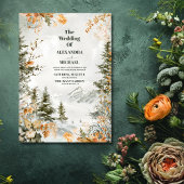 Rustige Waterverf bergen Pine Winter Wedding Kaart