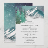 Rustige Waterverf bergen Pine Winter Wedding Kaart (Voorkant / Achterkant)