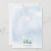 Rustige Waterverf bergen Pine Winter Wedding Kaart (Achterkant)