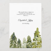 Rustige Waterverf bergen Pine Winter Wedding Menu (Achterkant)