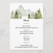 Rustige Waterverf bergen Pine Winter Wedding Menu (Voorkant)