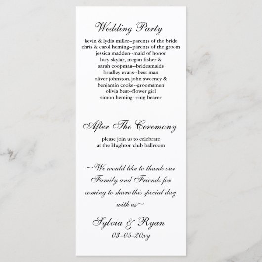 Rustige Waterverf bergen Pine Winter Wedding Programmakaart (Achterkant)