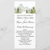 Rustige Waterverf bergen Pine Winter Wedding Programmakaart (Voorkant)