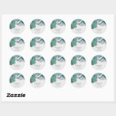 Rustige Waterverf bergen Pine Winter Wedding Ronde Sticker (Vel)