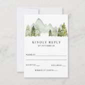 Rustige Waterverf bergen Pine Winter Wedding RSVP Kaartje (Voorkant)