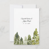 Rustige Waterverf bergen Pine Winter Wedding RSVP Kaartje (Achterkant)