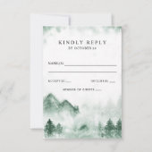 Rustige Waterverf bergen Pine Winter Wedding RSVP Kaartje (Voorkant)