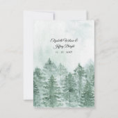 Rustige Waterverf bergen Pine Winter Wedding RSVP Kaartje (Achterkant)