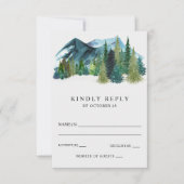 Rustige Waterverf bergen Pine Winter Wedding RSVP Kaartje (Voorkant)