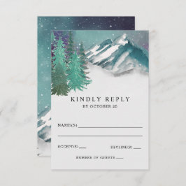 Rustige Waterverf bergen Pine Winter Wedding RSVP Kaartje