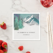 Rustige Waterverf bergen Pine Winter Wedding Servet (Insitu)