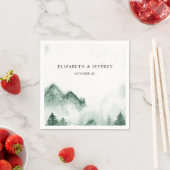 Rustige Waterverf bergen Pine Winter Wedding Servet (Insitu)