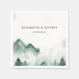 Rustige Waterverf bergen Pine Winter Wedding Servet