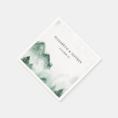 Rustige Waterverf bergen Pine Winter Wedding Servet (Hoek)