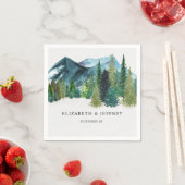 Rustige Waterverf bergen Pine Winter Wedding Servet (Insitu)