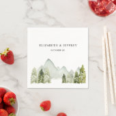 Rustige Waterverf bergen Pine Winter Wedding Servet (Insitu)