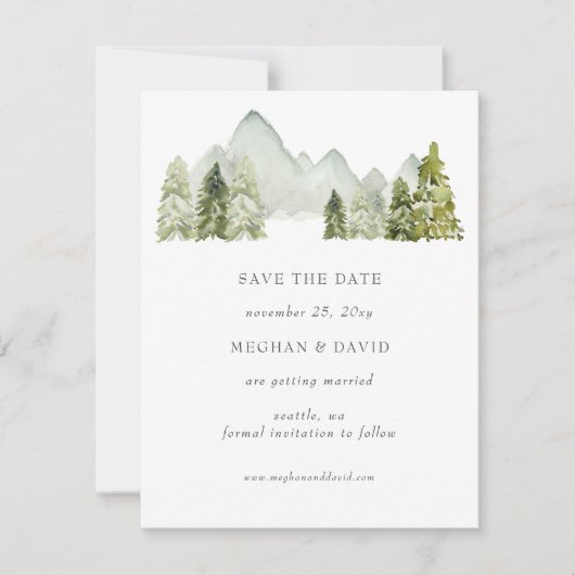 Rustige Waterverf bergen sparen de datum Aankondiging (Voorkant)