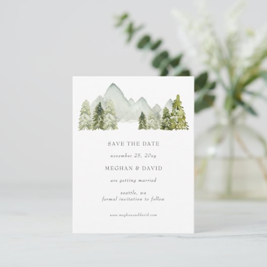 Rustige Waterverf bergen sparen de datum Aankondiging (Staand voorkant)