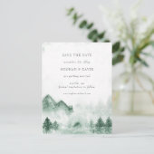 Rustige Waterverf bergen sparen de datum Aankondigingskaart (Staand voorkant)