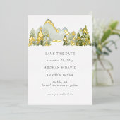 Rustige Waterverf bergen sparen de datum Folie Uitnodiging (Staand Voorkant)