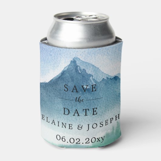 Rustige Waterverf bergen sparen de Datum Foto Blikjeskoeler (Blikje Voorkant)