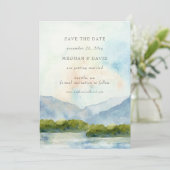 Rustige Waterverf bergen sparen de datum Kaart (Staand voorkant)