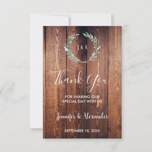 Rustige waterverf bladeren Dank je voor de bruilof Kaart (Voorkant)