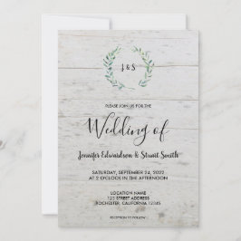 Rustige waterverf bladeren op houtmonogram Weddens Kaart