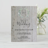 Rustige waterverf bladeren op houtmonogram Weddens Kaart (Staand voorkant)