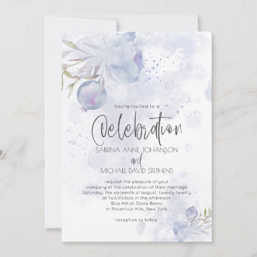 Rustige Waterverf Blauw Roos en Roos Heup Kaart (Voorkant)