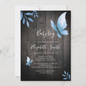 Rustige waterverf blauwe vlinder babydouche kaart (Voorkant)