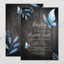 Rustige waterverf blauwe vlinder babydouche