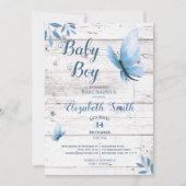 Rustige waterverf blauwe vlinder babydouche kaart (Voorkant)