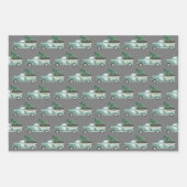 Rustige Waterverf Blauwgroen kersttruck Inpakpapier Vel (Voorkant 3)