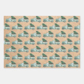 Rustige Waterverf Blauwgroen kersttruck Inpakpapier Vel (Voorkant)